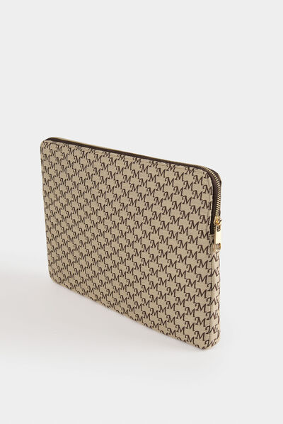 Laptop case with monogram print beige ladies'