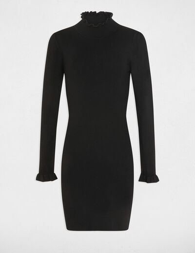 Fitted jumper dress with high collar black ladies'