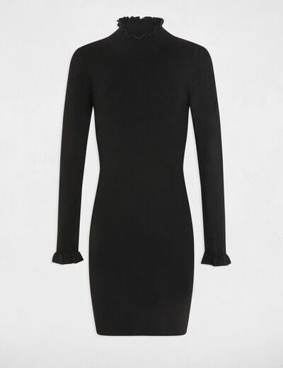 Fitted jumper dress with high collar black women