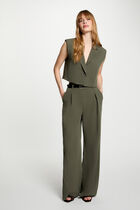 High-waisted wide-leg trousers khaki green women