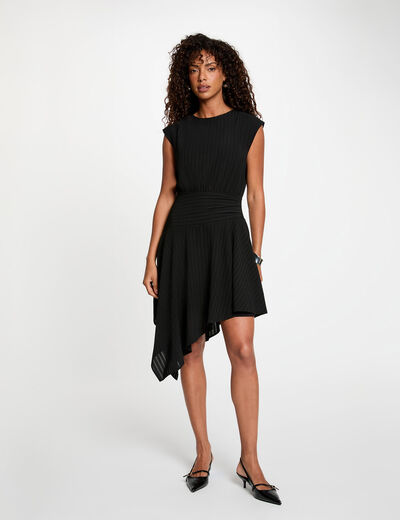 Asymmetric dress with short sleeves black women