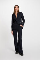 Pantalon flare à rayures bleu marine femme