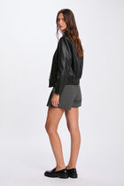 Oversized faux leather jacket black women