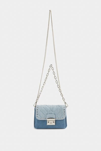 Denim clutch bag with studs denim ladies'
