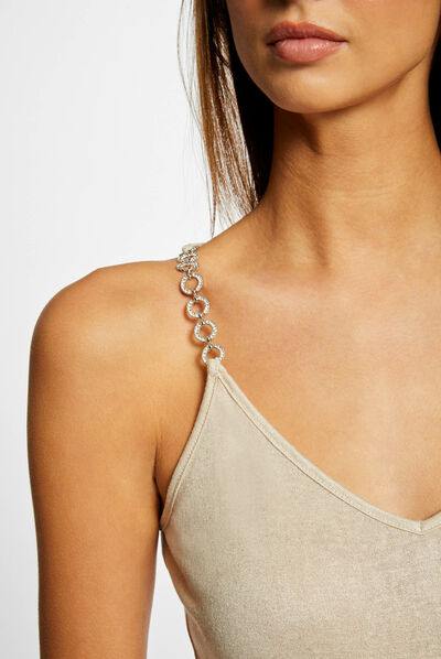 Vest top thin straps with chains sand ladies'