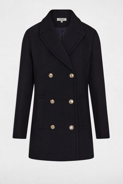 Double breasted coat navy ladies'