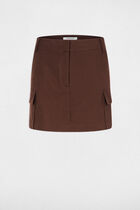 Fitted short skirt-shorts dark brown women