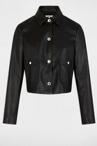 Blouson court simili cuir noir femme