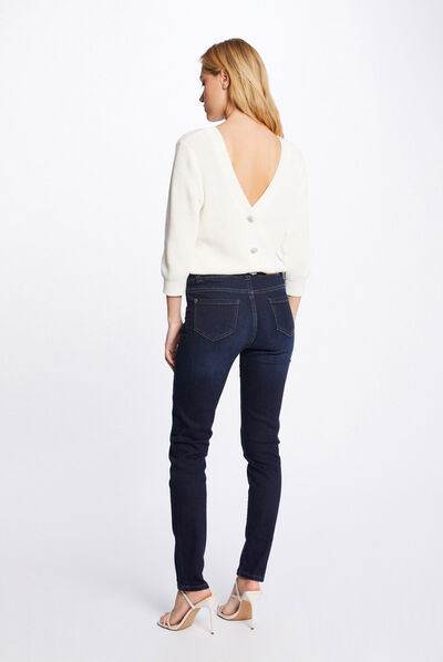 Jumper 3/4-length sleeves with open back ivory ladies'