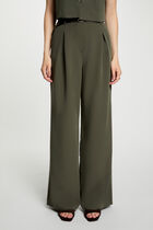 High-waisted wide-leg trousers khaki green women