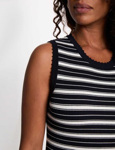 Sleeveless knitted dress navy blue women