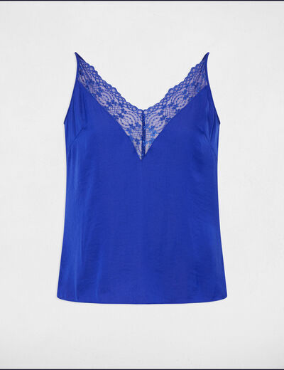 Lace top thin straps electric blue ladies'