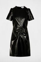 Short faux leather dress black women