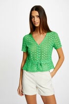 Short-sleeved t-shirt with lace green women