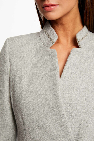 Buttoned waisted coat light grey ladies'