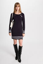 Fitted mini knitted dress navy blue women