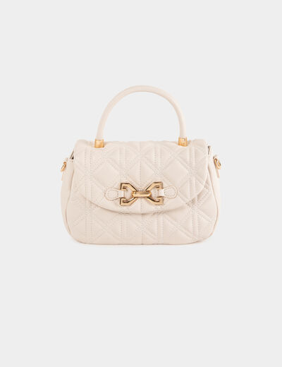 Quilted bag with metal ornament ivory ladies'
