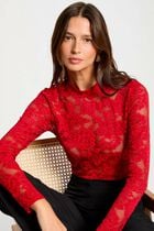 Long-sleeved t-shirt red women