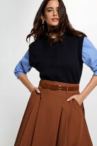 Fitted sweater with folded collar navy blue women