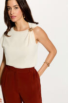 Sleeveless asymmetric top ivory women