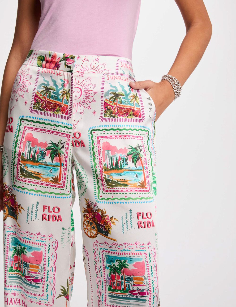Printed wide-leg trousers multicolor women