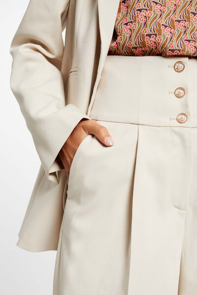 High-waisted wide leg city trousers ivory ladies'