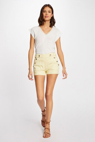 Fitted short with buttons straw yellow ladies'