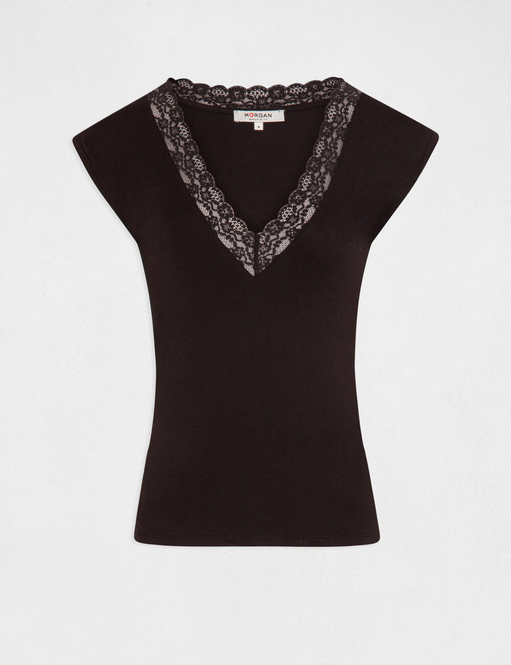 Short-sleeved t-shirt with lace black women