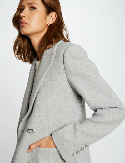 Straight buttoned coat light grey ladies'