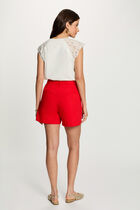 High-waisted shorts bright red women