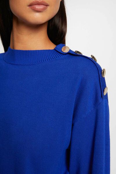 Long-sleeved jumper with round neck electric blue ladies'