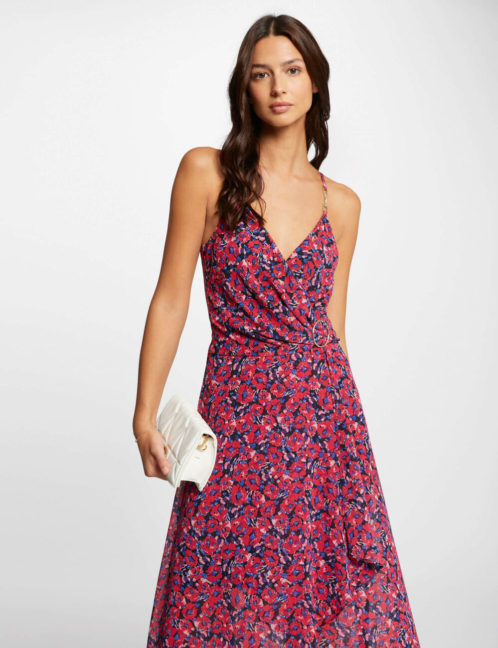 Maxi dress abstract print medium red women