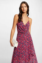 Maxi dress abstract print medium red women