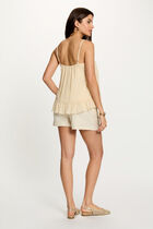 Fitted top with details cream women