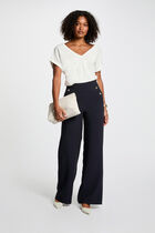 Wide leg trousers with buttons navy blue women