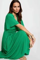 Long dress with v-neck meadow green women
