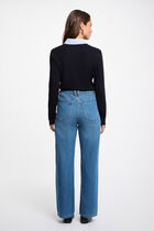Sweater with shirt collar navy blue women