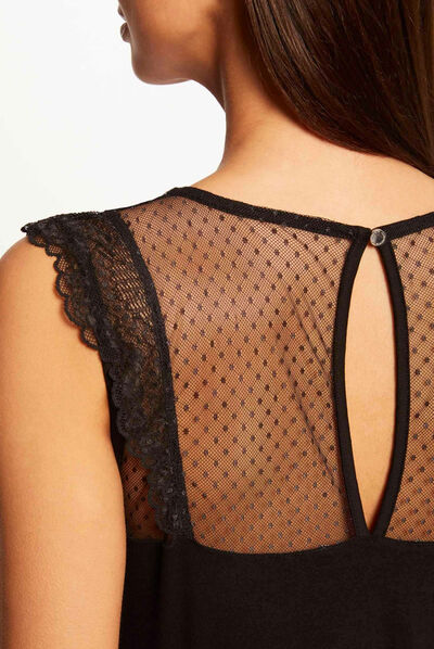 Short-sleeved t-shirt with lace black ladies'