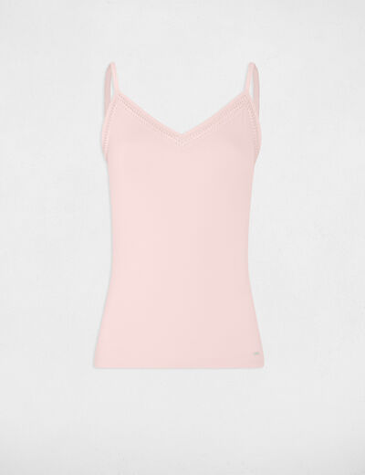 Vest top thin straps with lace strips ecru women