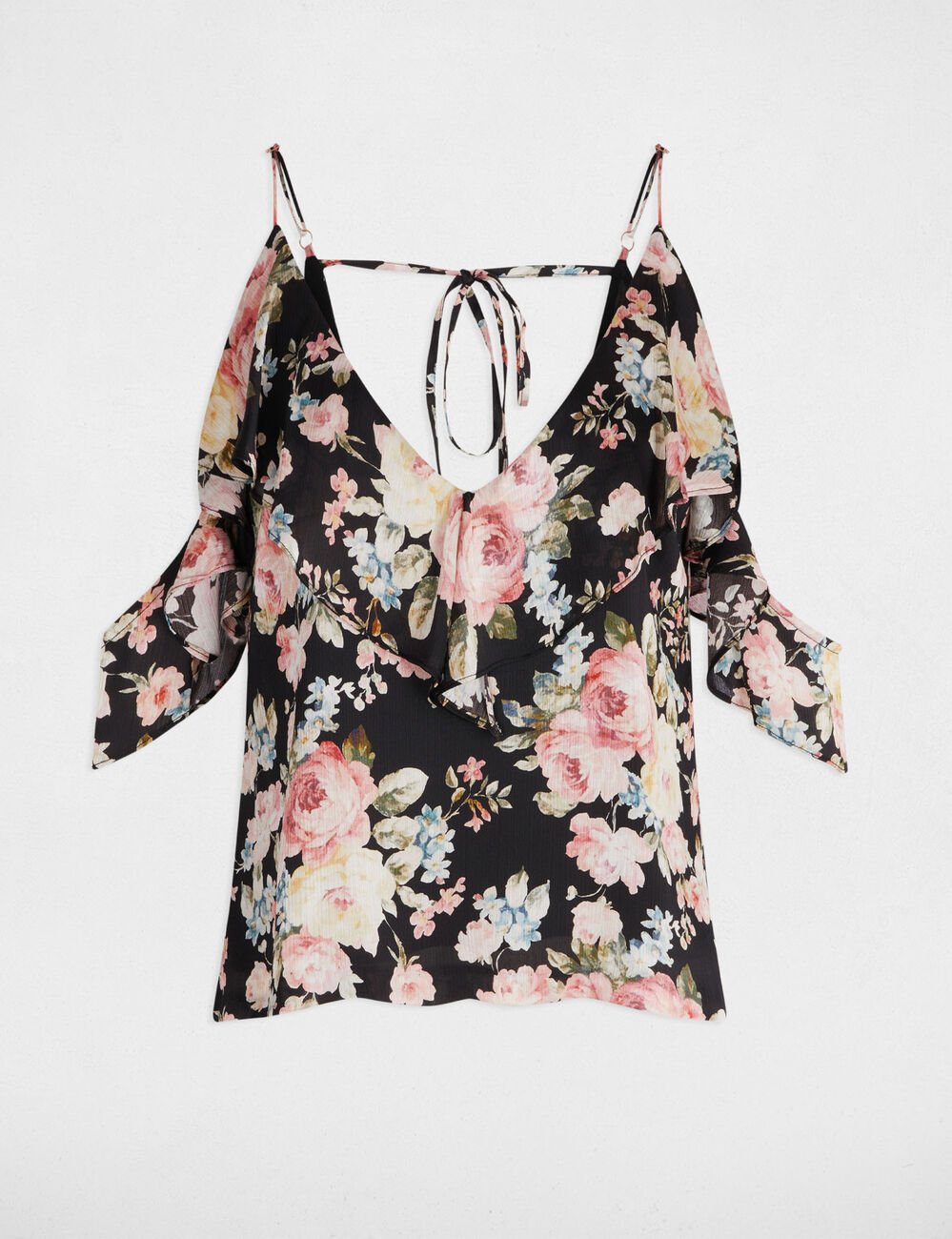Printed top with ruffles multicolor women