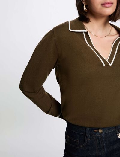 Polo neck jumper khaki green women