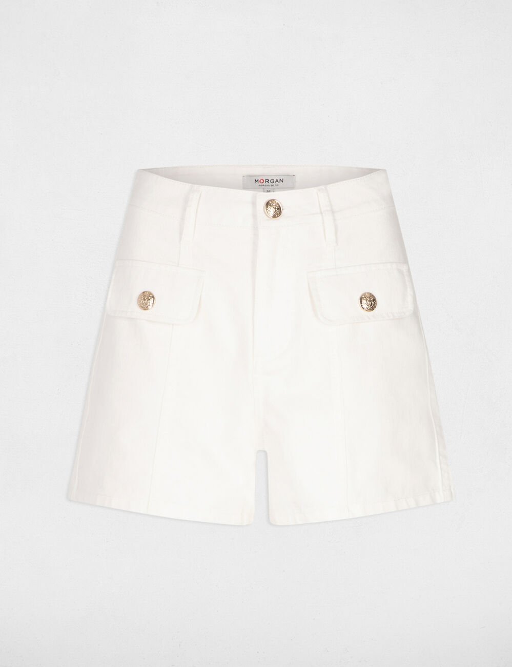 Fitted denim short ecru women