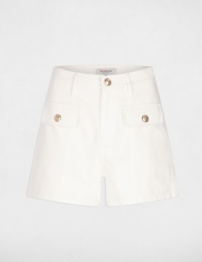 Fitted denim short ecru women