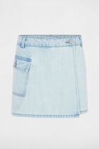 Low-waisted denim skort bleach denim women