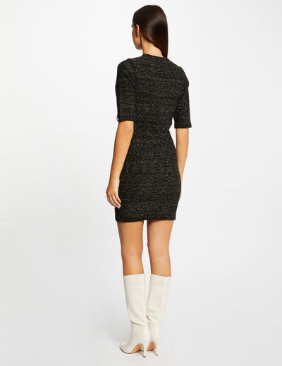 Fitted jumper dress with short sleeves black ladies'