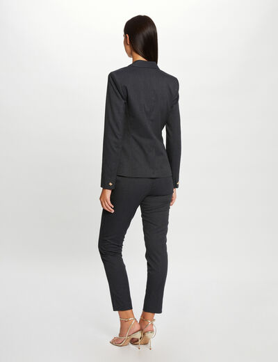 Cropped fitted trousers with stripes anthracite grey ladies'