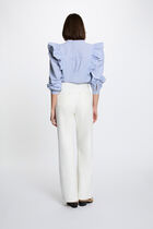 Striped shirt with mandarin collar sky blue women