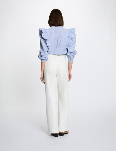 Striped shirt with mandarin collar sky blue women