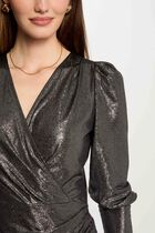Fitted mini metallised dress metal women