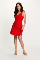 Knitted fitted dress bright red women
